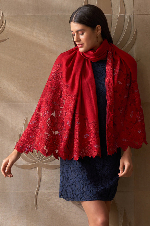 A Rose Dream Wool Silk Stole